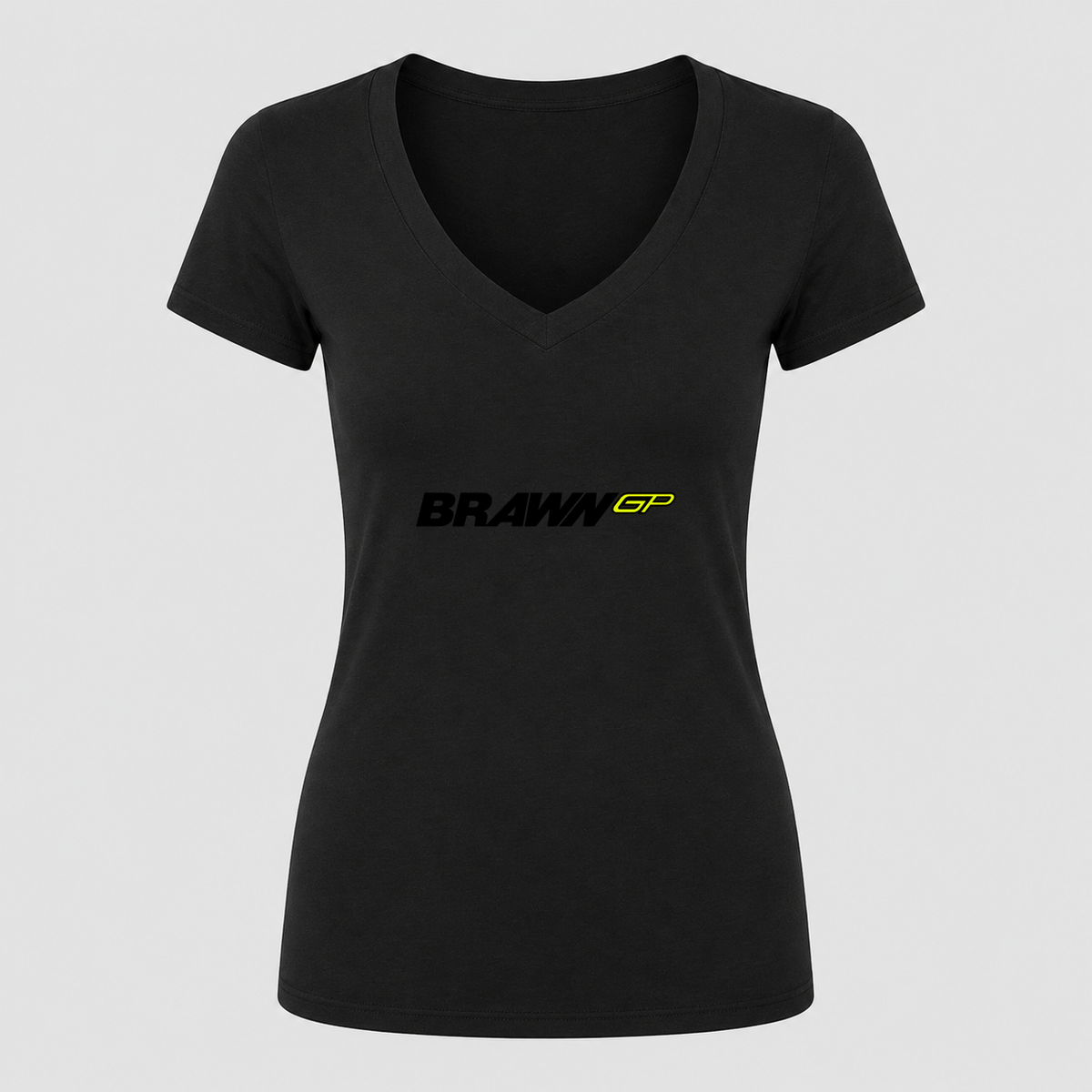 Women's Brawn GP V Neck T-Shirt in black