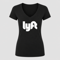 Women's Lyft White Design V Neck T-Shirt in black