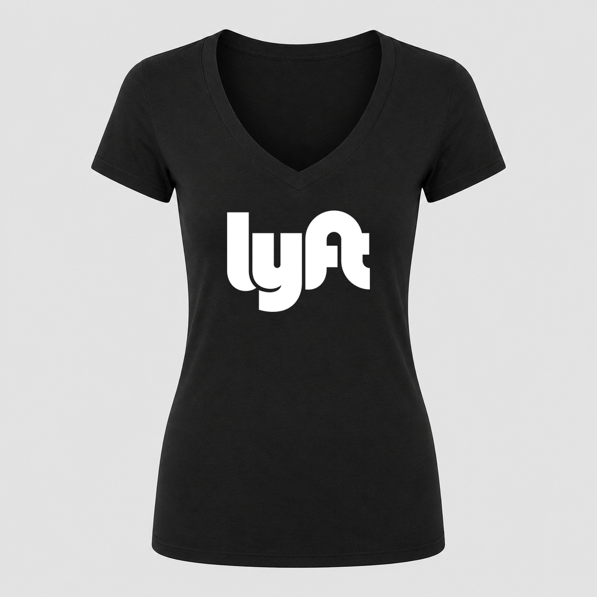 Women's Lyft White Design V Neck T-Shirt in black