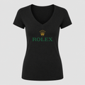 Women's Rolex V Neck T-Shirt in black