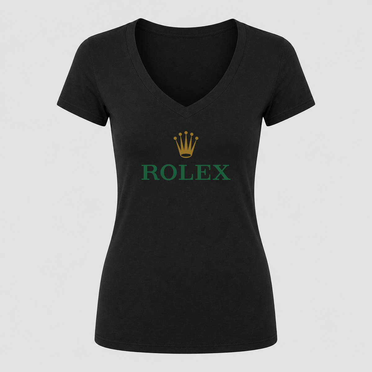 Women's Rolex V Neck T-Shirt in black