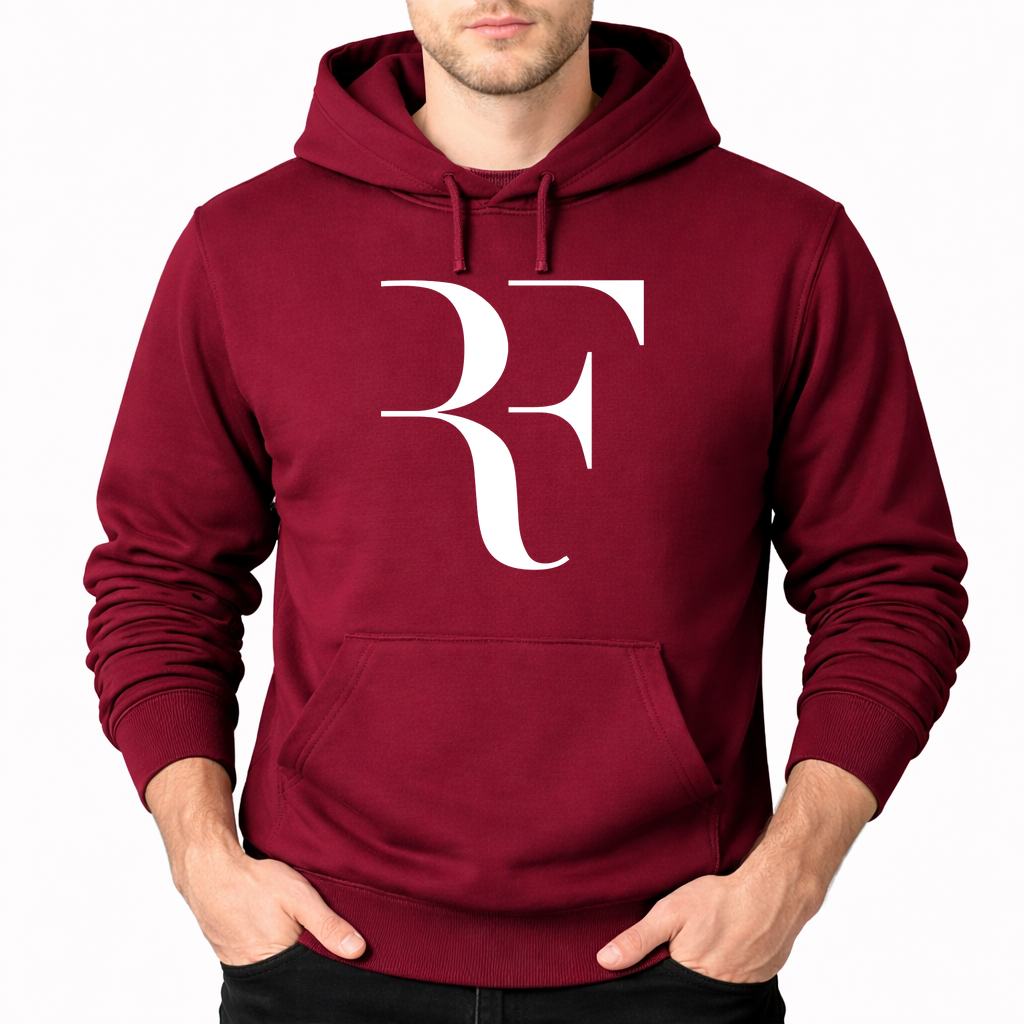 Men's Roger-Federer--white Pullover Hoodie - Burgundy