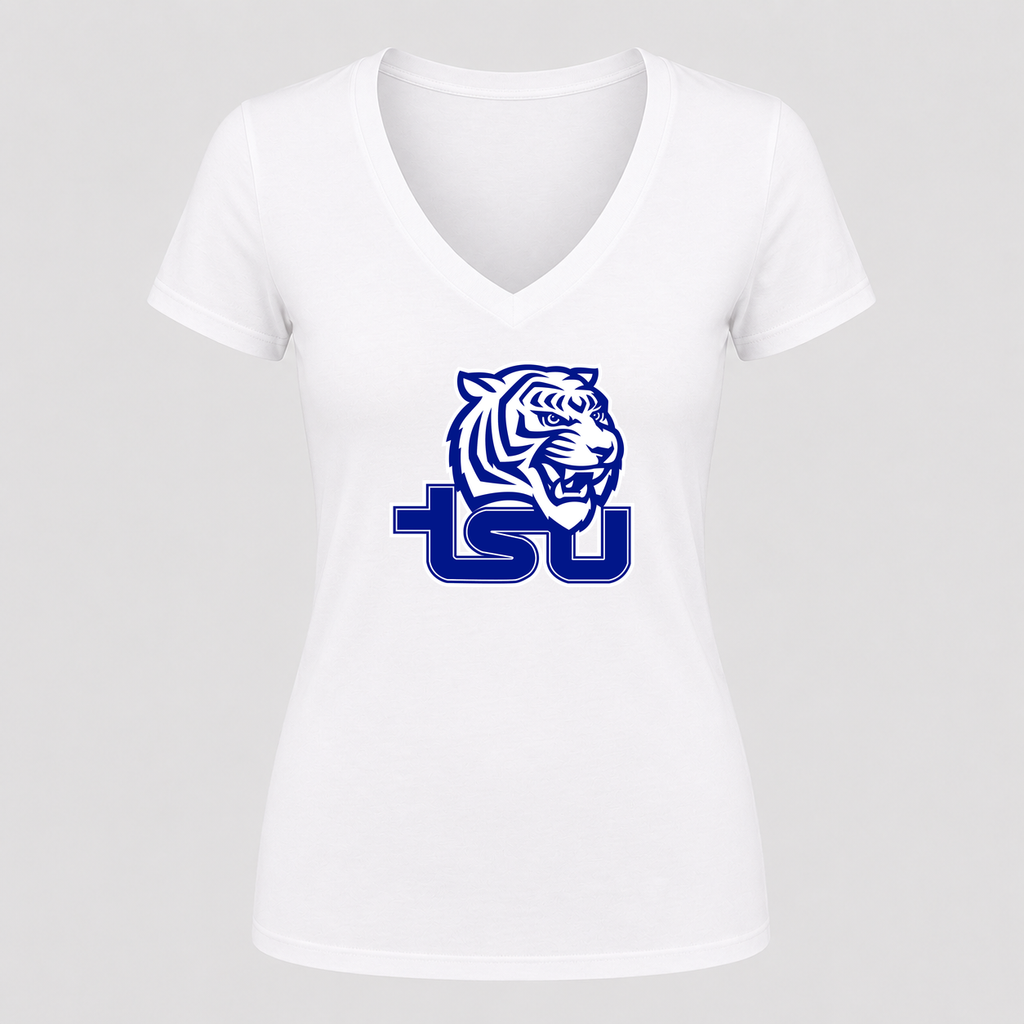 Women's Tennessee State Tigers V Neck T-Shirt in white