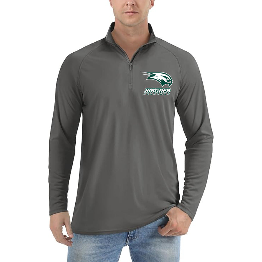 Wagner Seahawks Logo quarter-zip athletic shirt in Dark Gray