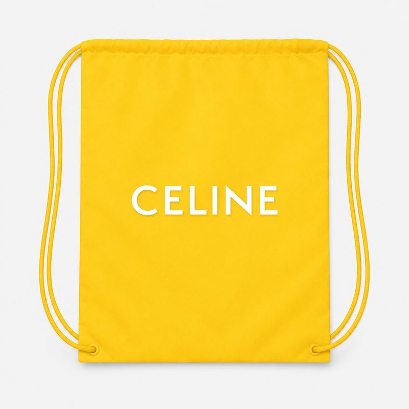 Celine White Drawstring Bag - Yellow