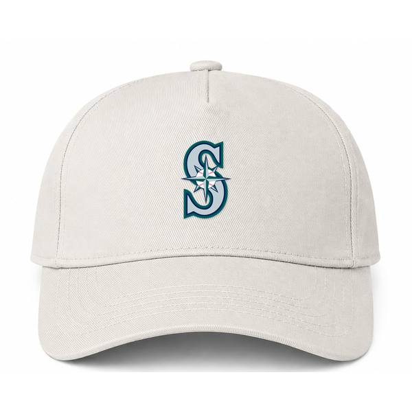 Seattle Mariners MLB Logo Beige Dad Baseball Cap Hat