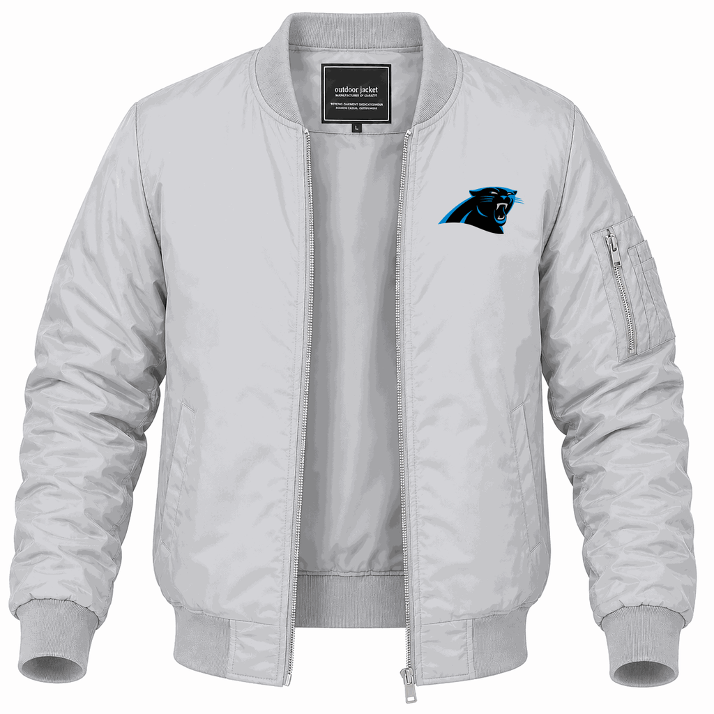 Men's Carolina Panthers Lightweight Bomber Jacket - Gray