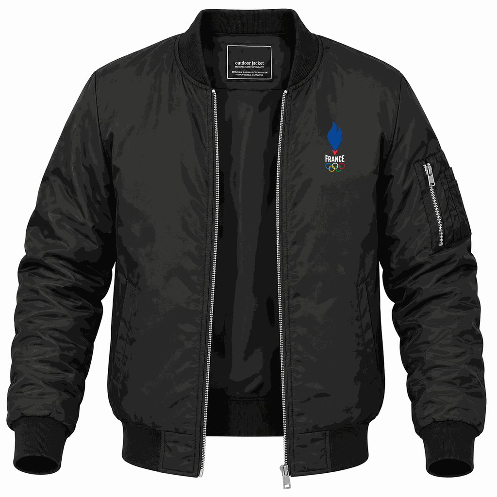 Men's France 2024 white logo Lightweight Bomber Jacket - Black