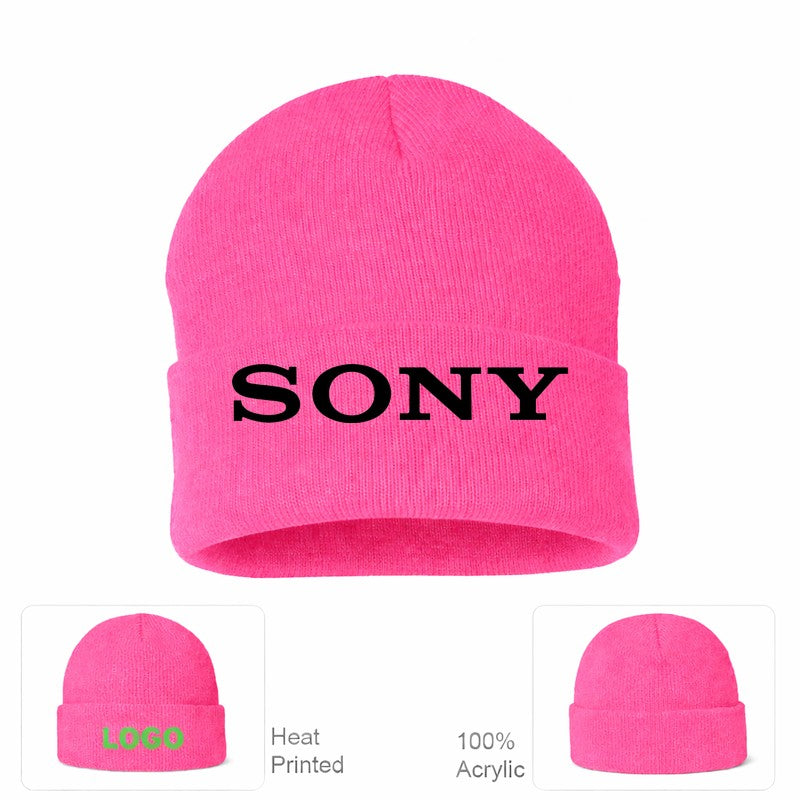 Sony Black Logo Beanie Hat - Pink