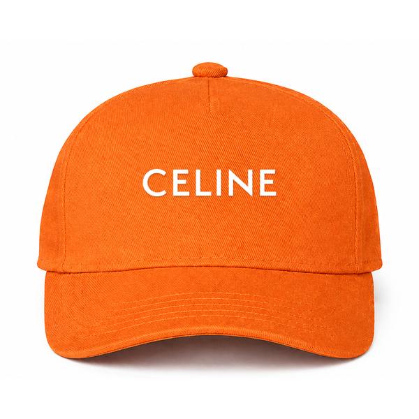 Celine White Logo Orange Dad Baseball Cap Hat