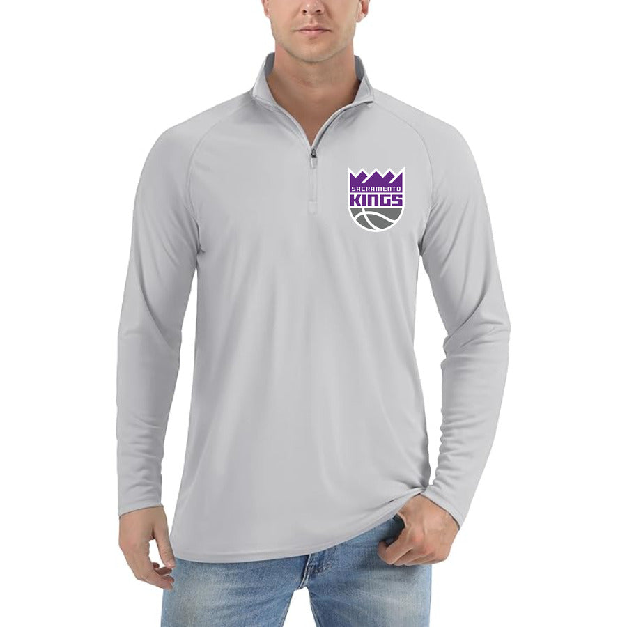 Sacramento Kings quarter-zip athletic shirt in Light Gray