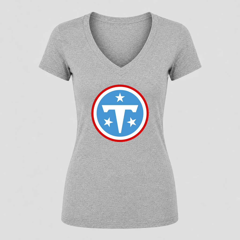 Women's Tennessee Titans V Neck T-Shirt in gray