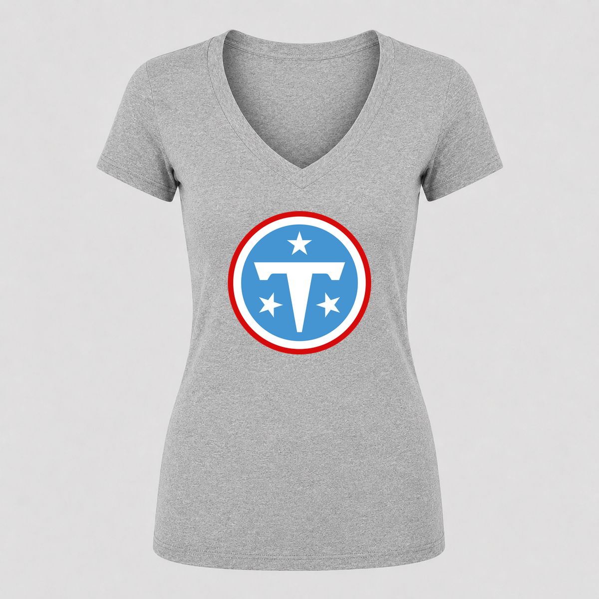 Women's Tennessee Titans V Neck T-Shirt in gray