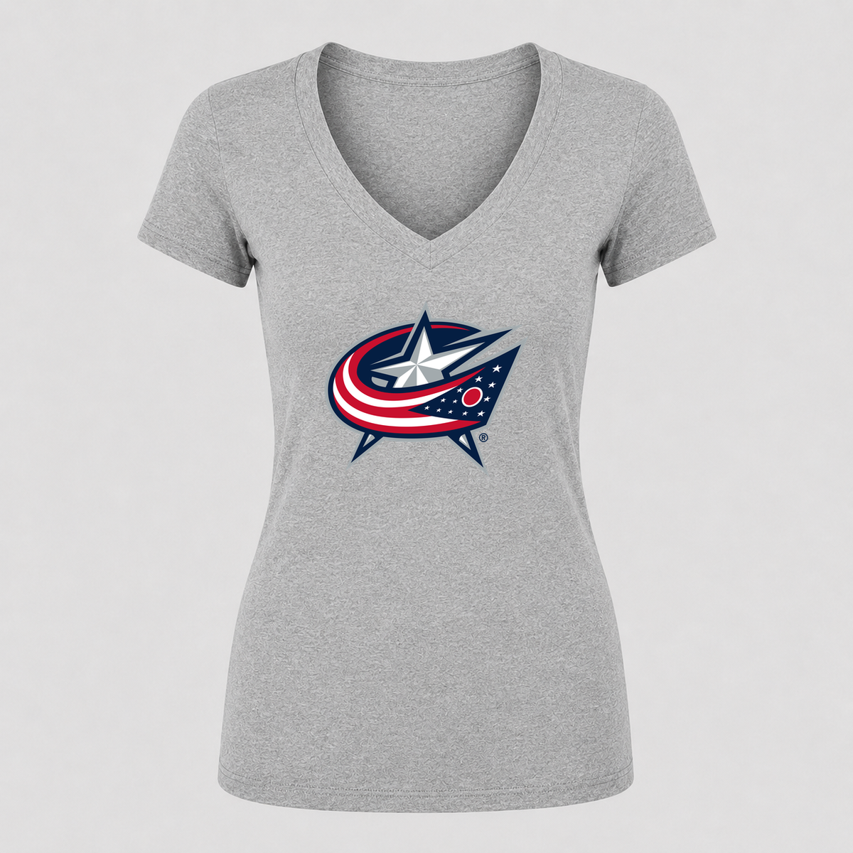 Women's Columbus Blue Jackets V Neck T-Shirt in gray