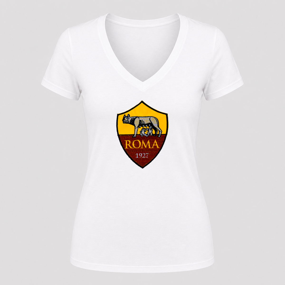 Women's AS Roma FC V Neck T-Shirt in white