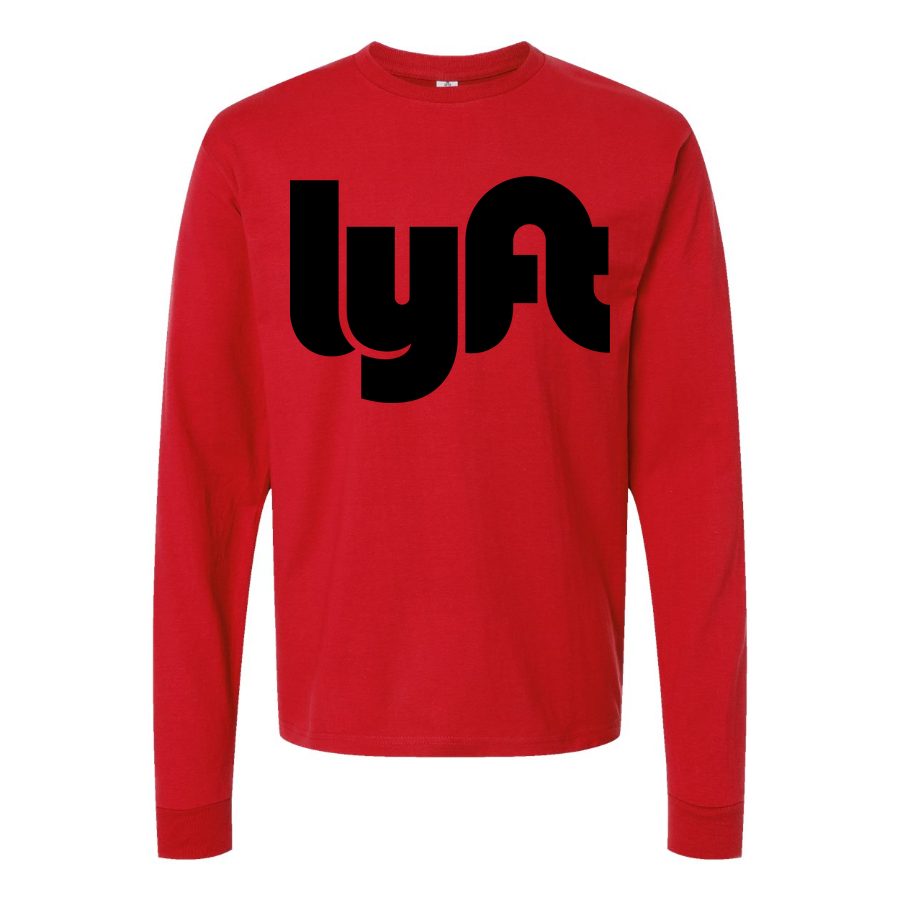 Men's Lyft black Long sleeves Cotton Blend T-Shirt - Red
