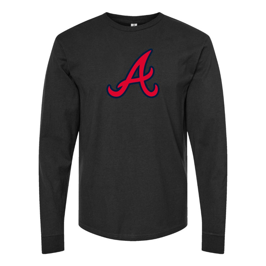 Men's Atlanta Braves Long sleeves Cotton Blend T-Shirt - Black
