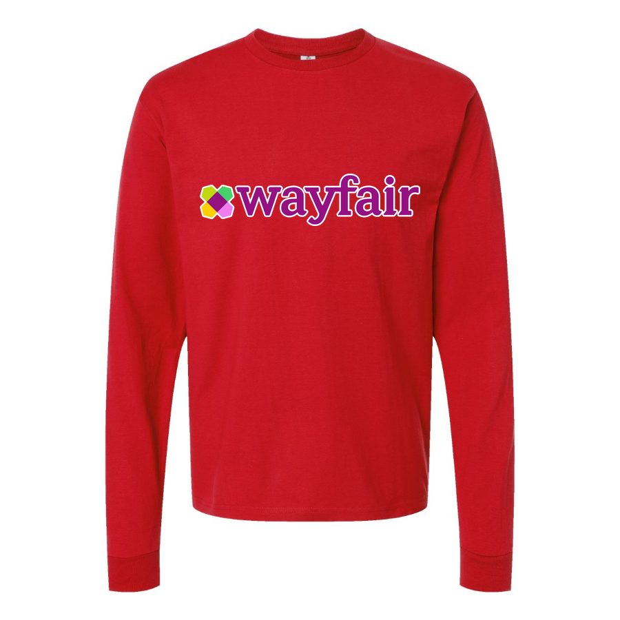 Men's Wayfair Logo Long sleeves Cotton Blend T-Shirt - Red