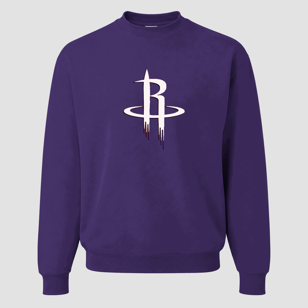 Men's Army Green Houston Rockets Crewneck Sweatshirt - Purple