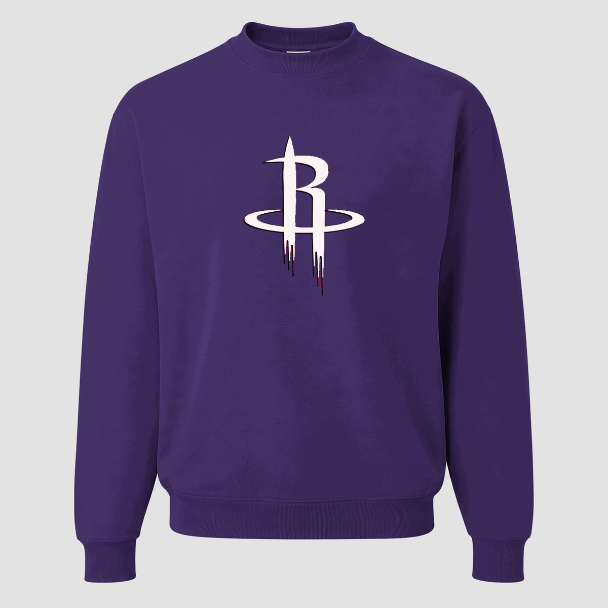 Men's Army Green Houston Rockets Crewneck Sweatshirt - Purple