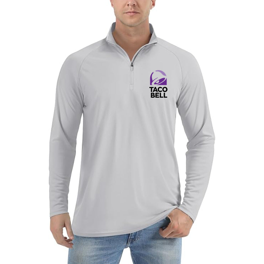 Taco Bell quarter-zip athletic shirt in Light Gray
