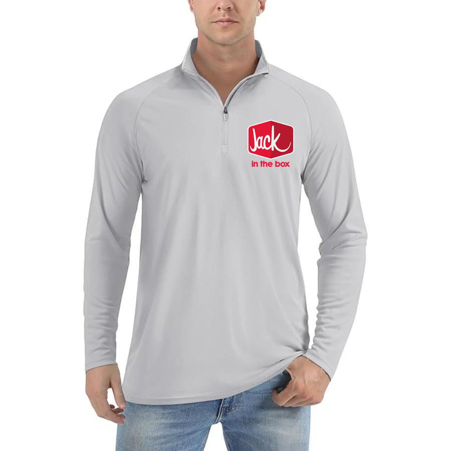 Jack in the Box quarter-zip athletic shirt in Light Gray