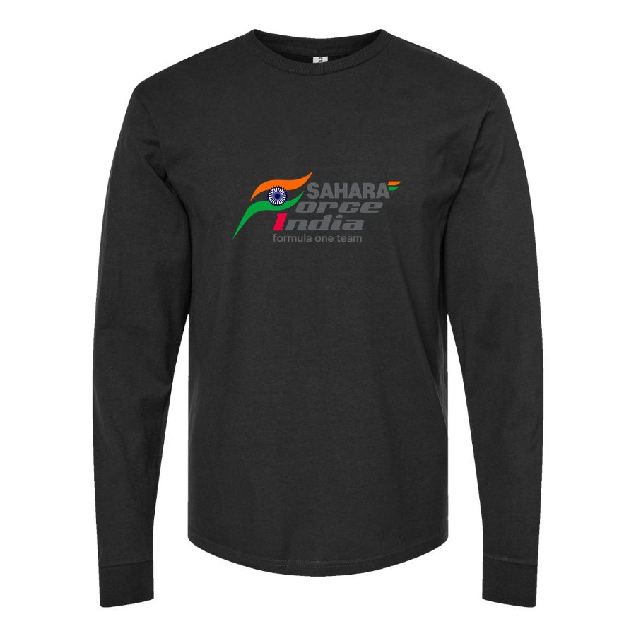 Men's Sahara Force India Formula One Team Long sleeves Cotton Blend T-Shirt - Black