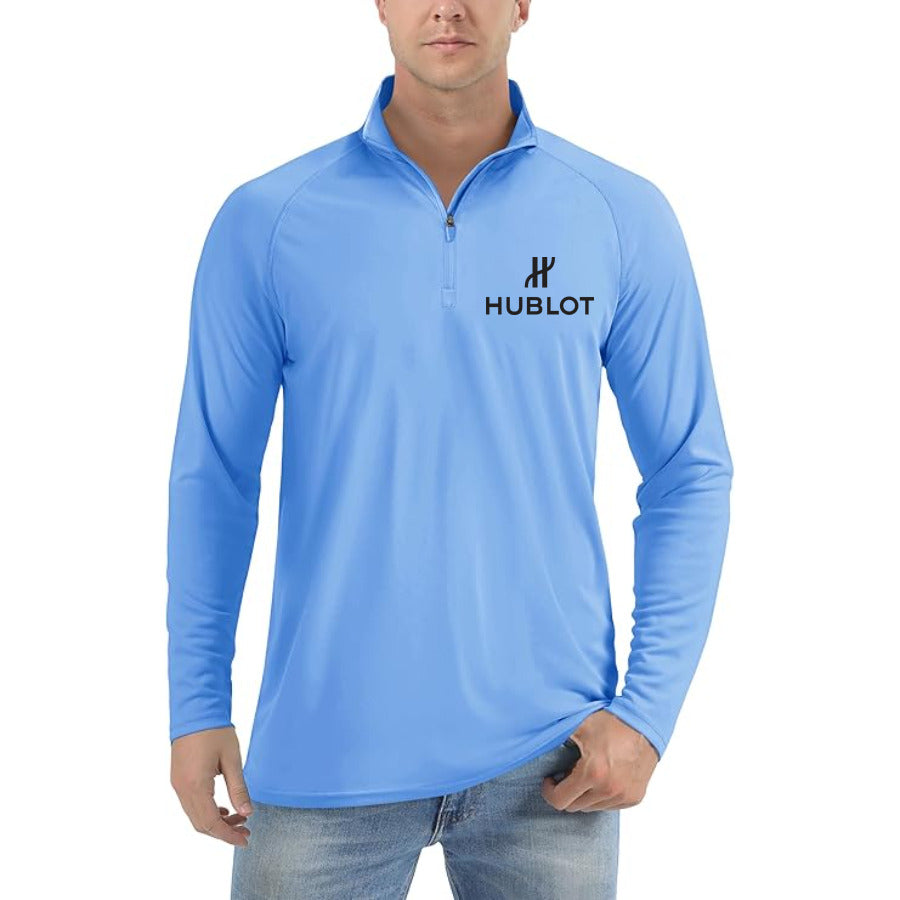 Hublot quarter-zip athletic shirt in Light Blue