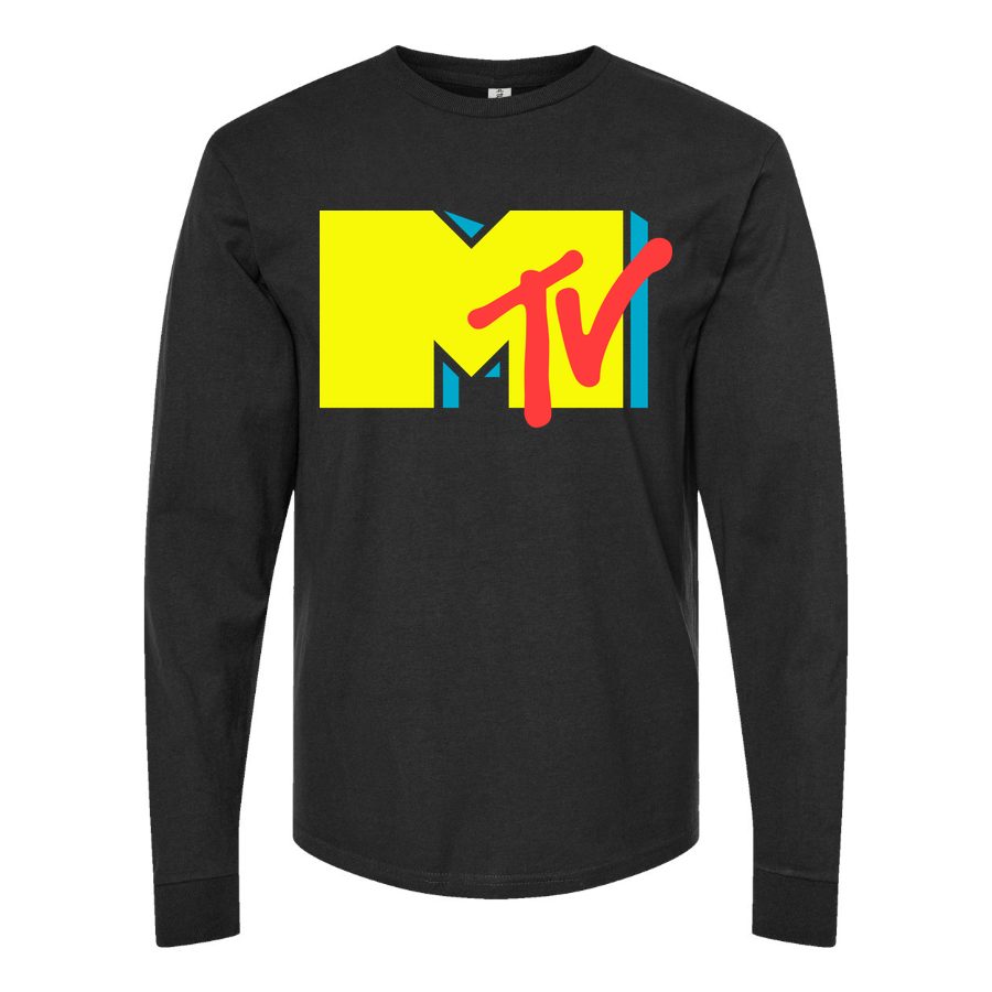 Men's mtv-logo Long sleeves Cotton Blend T-Shirt - Black