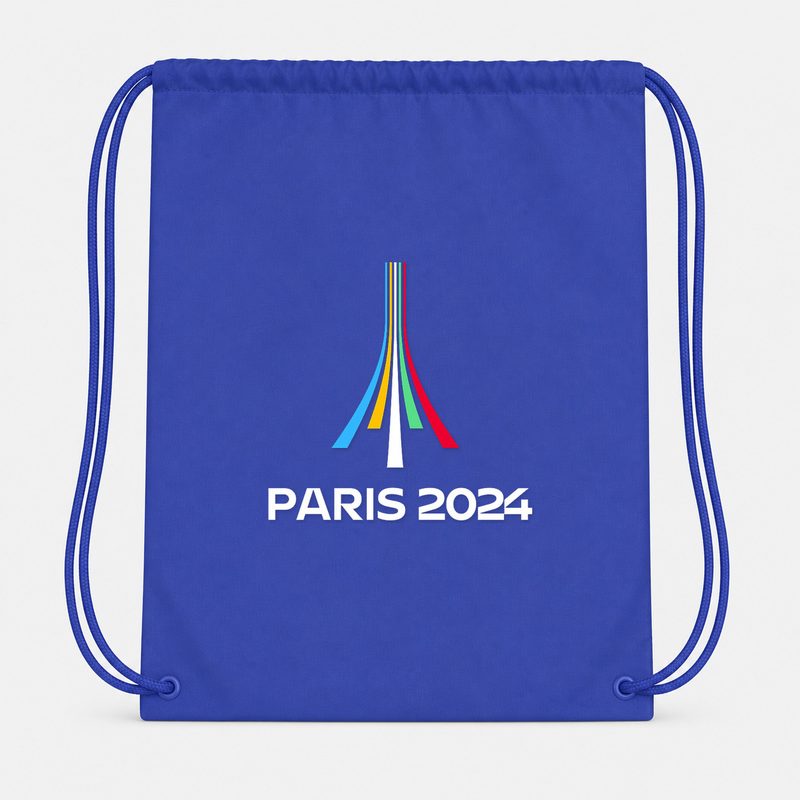 Paris 2024 Olympics White Drawstring Bag - Blue