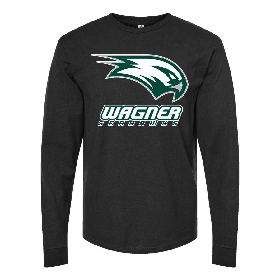 Men's Wagner Seahawks Logo Long sleeves Cotton Blend T-Shirt - Black