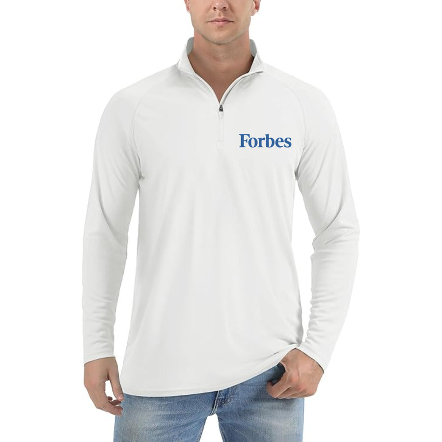 Forbes logo quarter-zip athletic shirt in White