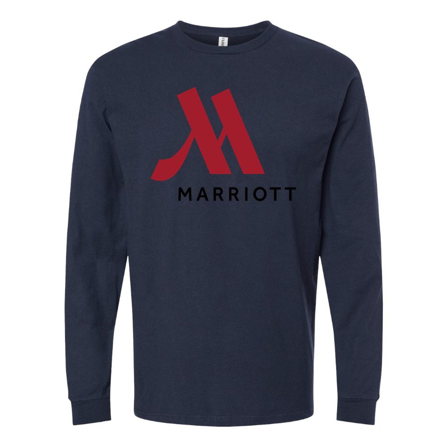 Men's Marriott-logo-1536x864 Long sleeves Cotton Blend T-Shirt - Navy