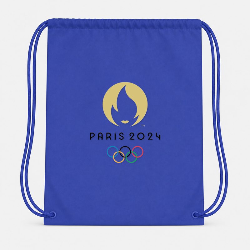 Olympics 2024 Paris Black Drawstring Bag - Blue