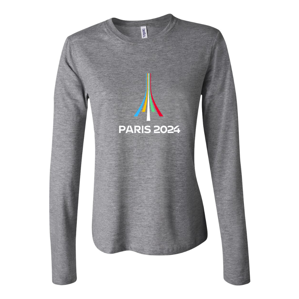 Women's Paris 2024 Olympics logo white Long Sleeve T-Shirt - Gray