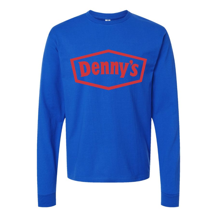 Men's Dennys-Logo2 Long sleeves Cotton Blend T-Shirt - Blue