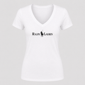 Women's Polo Ralph Lauren Black Design V Neck T-Shirt in white