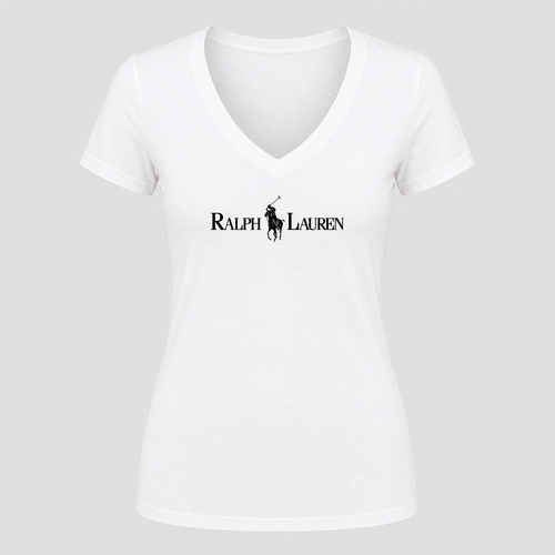 Women's Polo Ralph Lauren Black Design V Neck T-Shirt