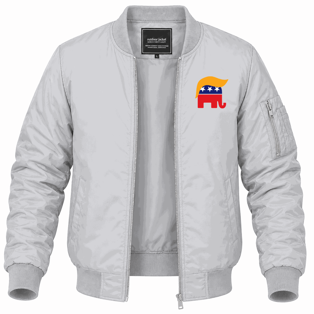 Men's Donald Trump GOP Elephant Lightweight Bomber Jacket - Gray