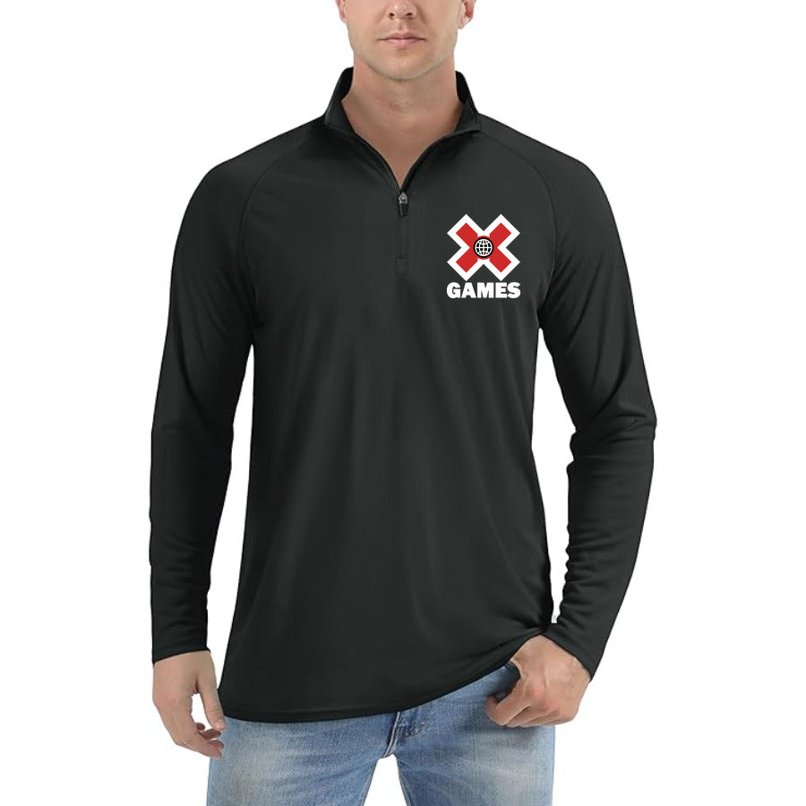X_Games_logo.white quarter-zip athletic shirt in Black