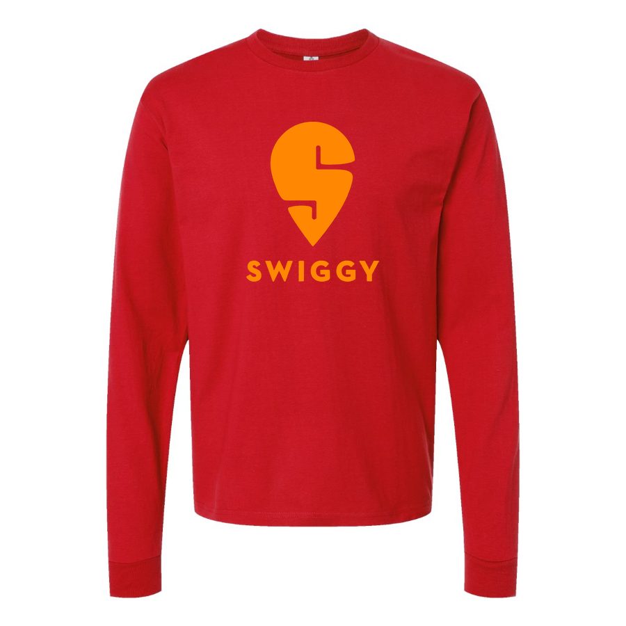 Men's Logo-Swiggy-1536x864 Long sleeves Cotton Blend T-Shirt - Red
