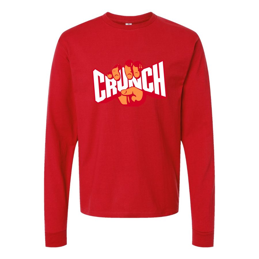 Men's Crunch-Fitness-Logo-1024x576 Long sleeves Cotton Blend T-Shirt - Red