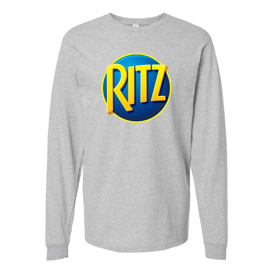 Men's Ritz-Mondelez-Logo-food-1536x864 Long sleeves Cotton Blend T-Shirt - Gray