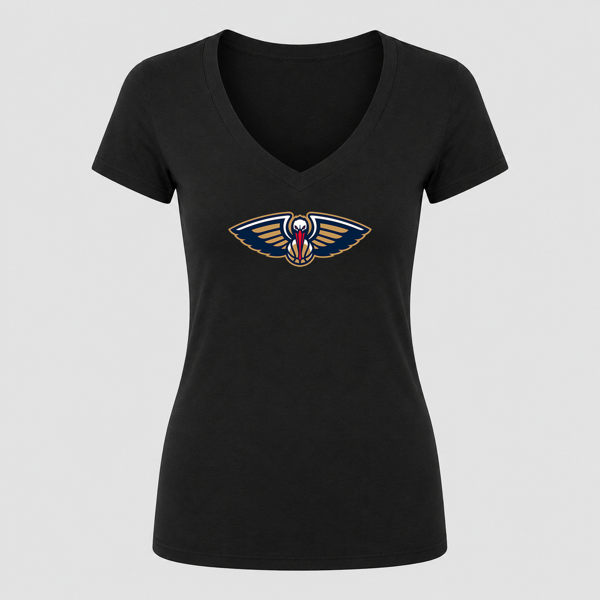 Women's New Orleans Pelicans V Neck T-Shirt in black
