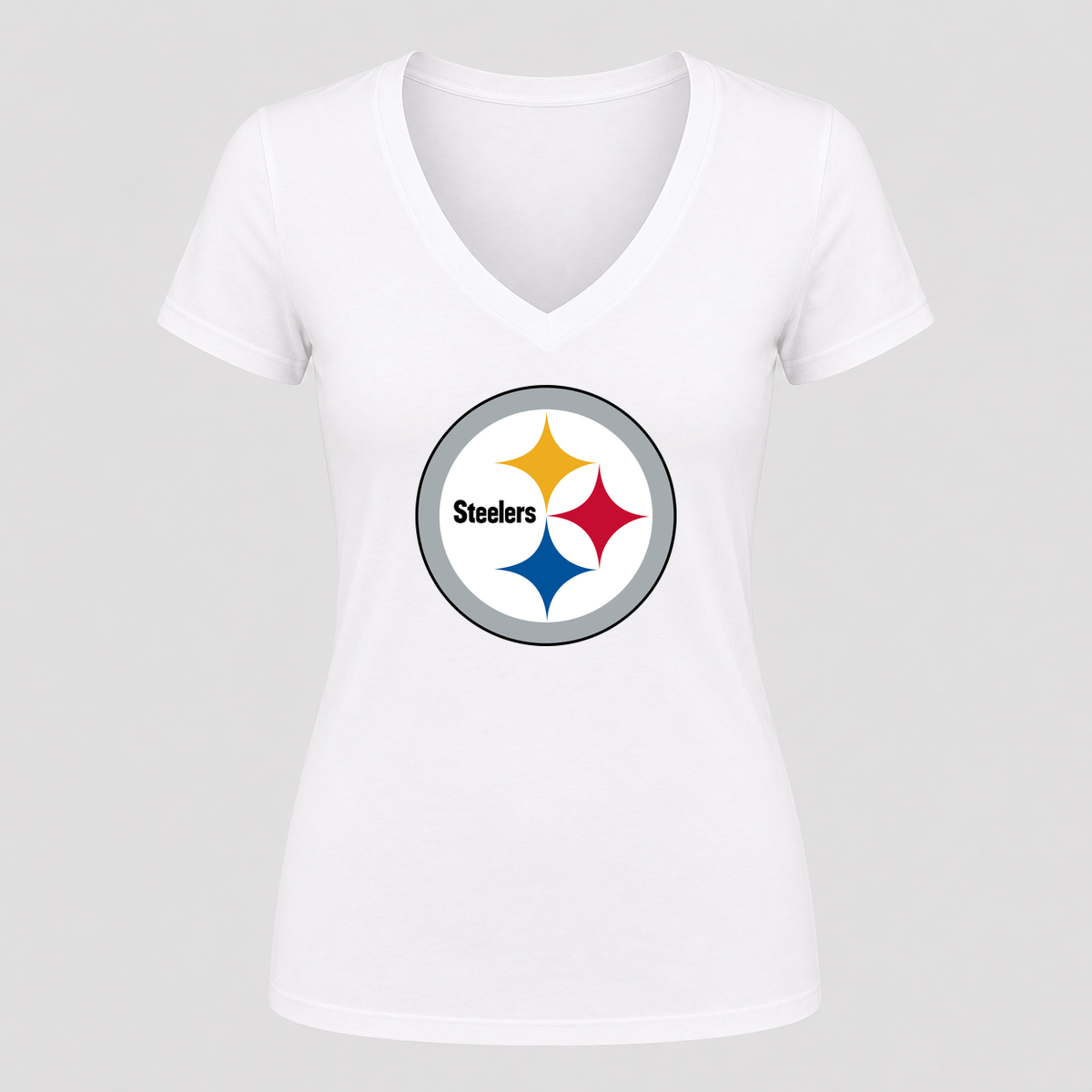 Women's Pittsburgh Steelers V Neck T-Shirt in white
