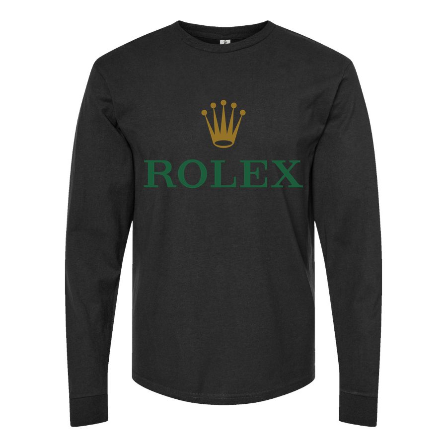 Men's Rolex Logo Long sleeves Cotton Blend T-Shirt - Black