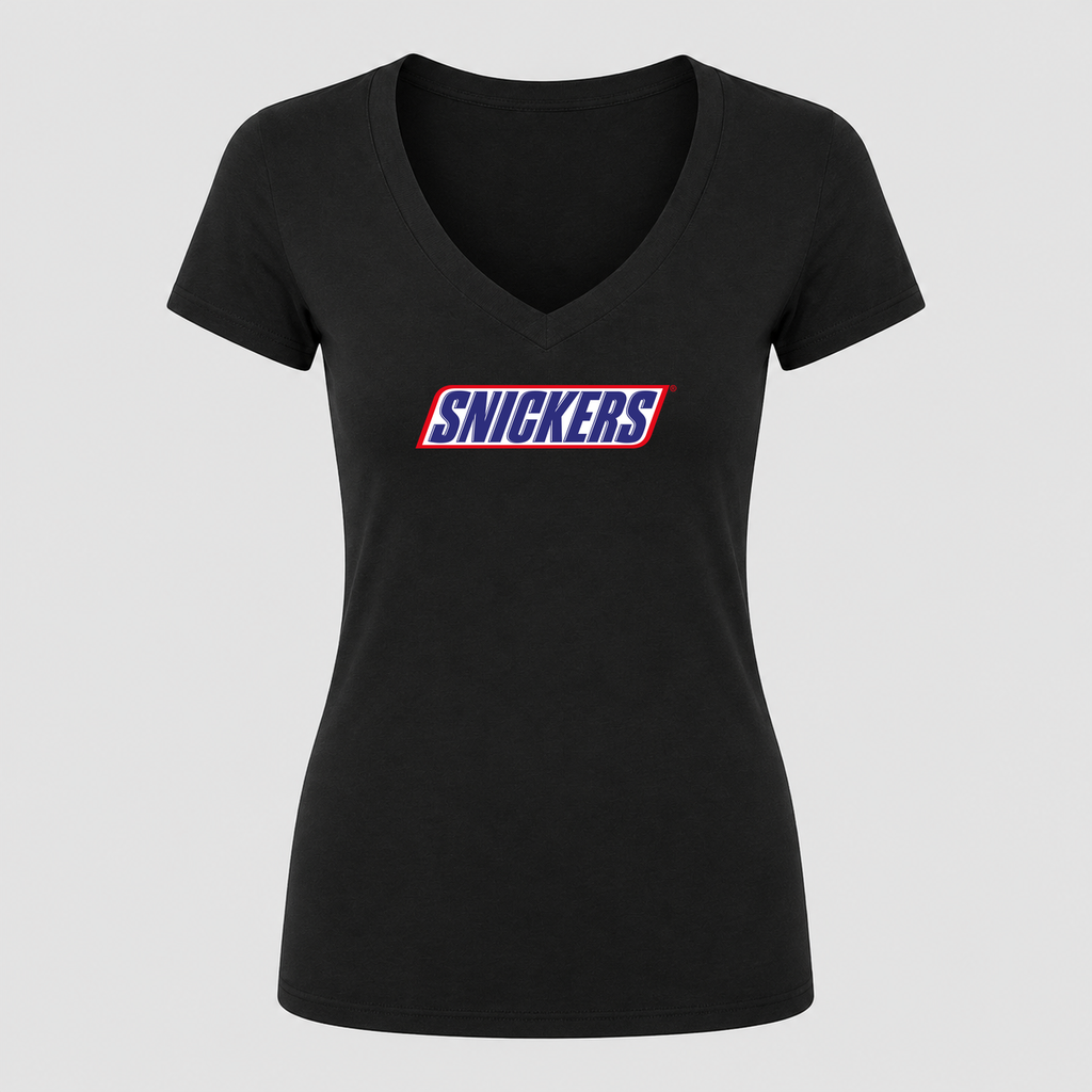 Women's Snickers V Neck T-Shirt in black