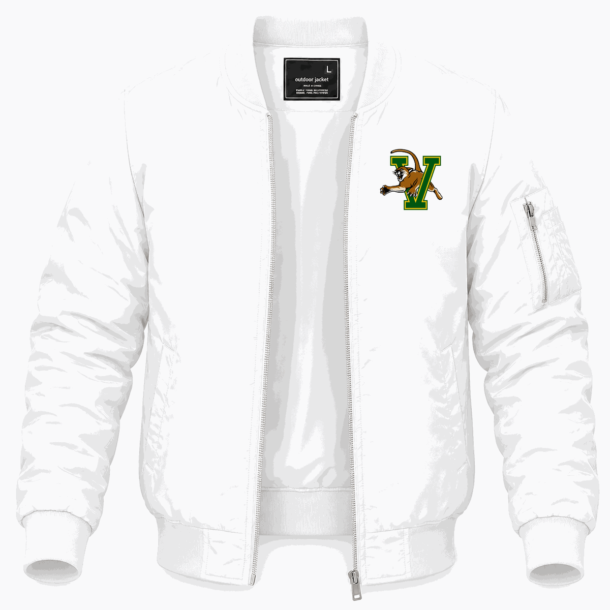 Men's Vermont Catamounts Logo Lightweight Bomber Jacket - White