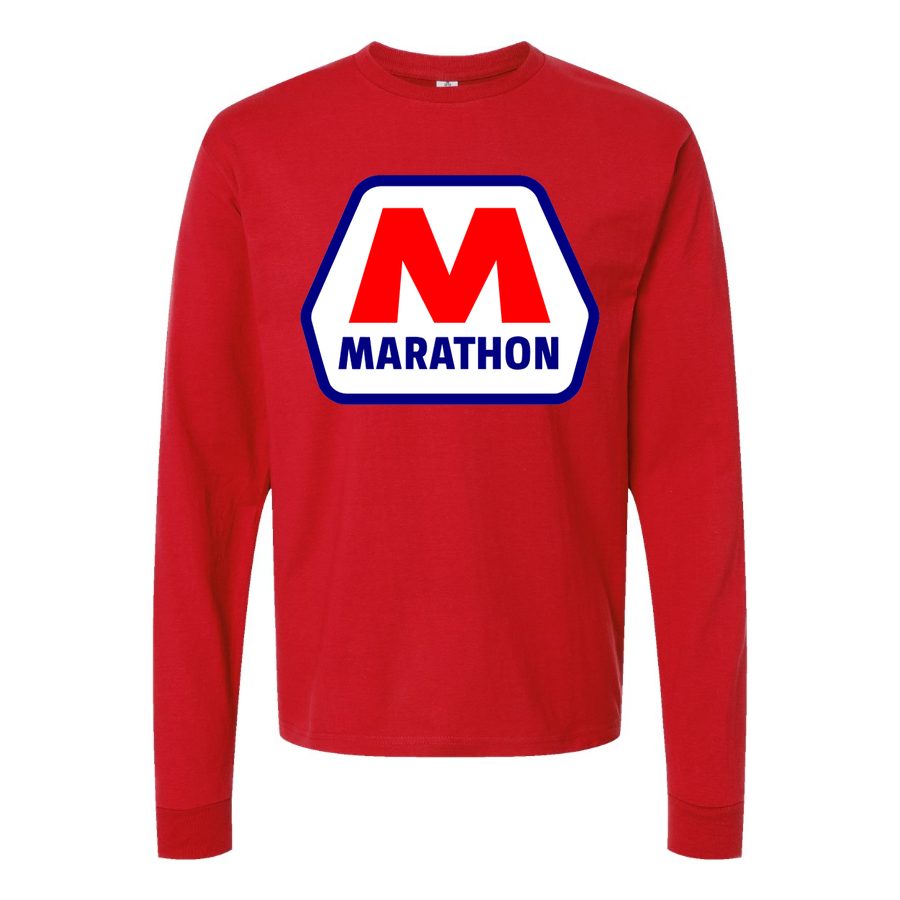 Men's Marathon-Logo Long sleeves Cotton Blend T-Shirt - Red