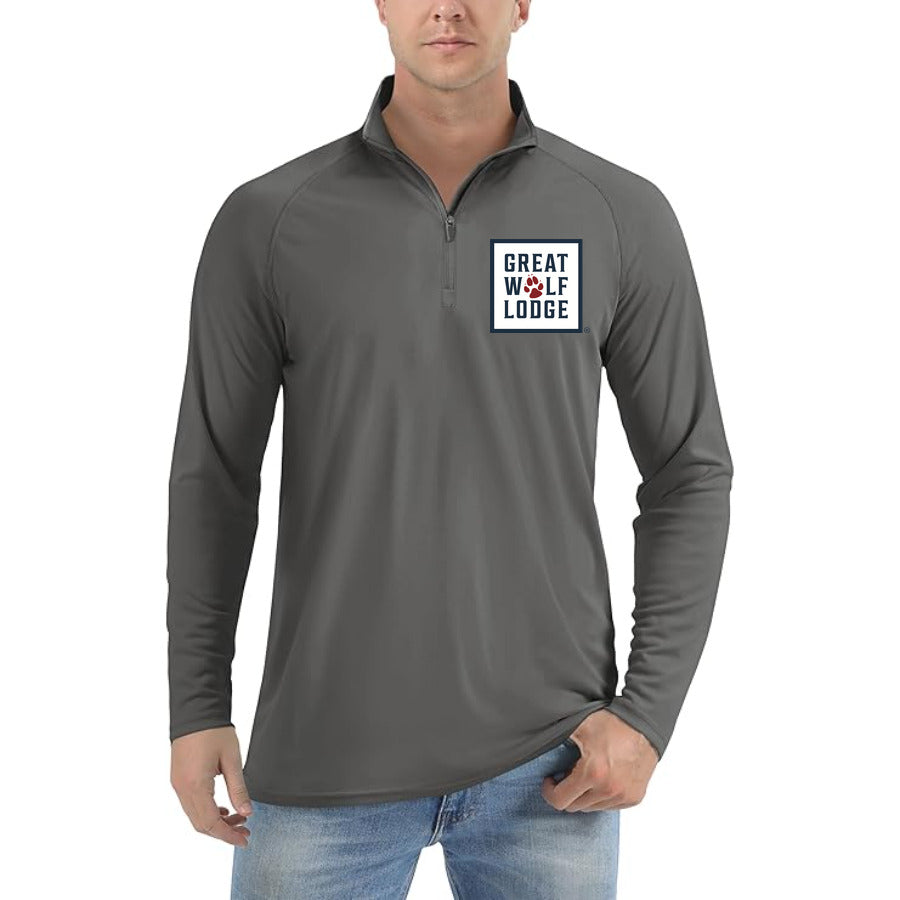 Great Wolf Lodge logo quarter-zip athletic shirt in Dark Gray